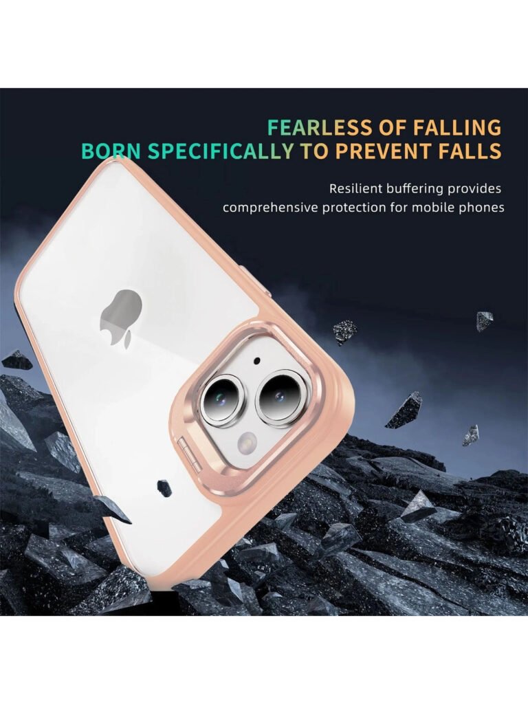 IPhone 15 Back Cover Lens Flip Stand Holder Case with Free Lens Protector view 4