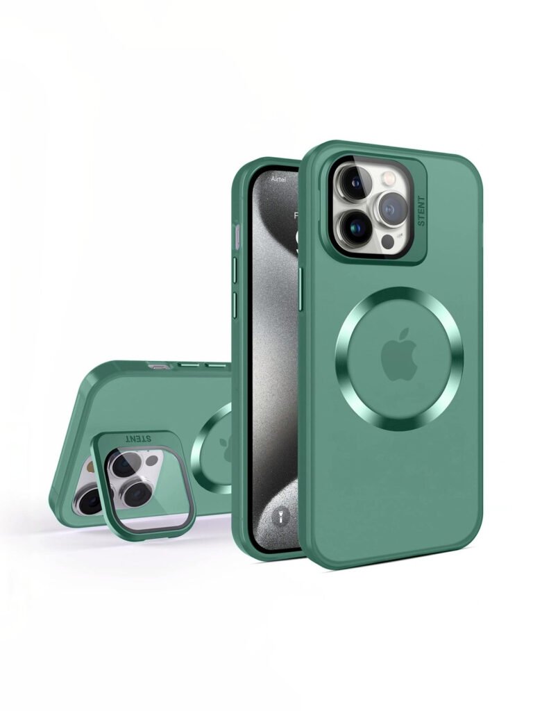 IPhone 15 Pro Back Cover Rime Frosted Magnetic Translucent Case & Stand Holder