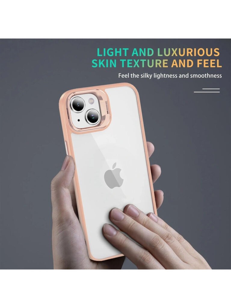 IPhone 15 Back Cover Lens Flip Stand Holder Case with Free Lens Protector view 5