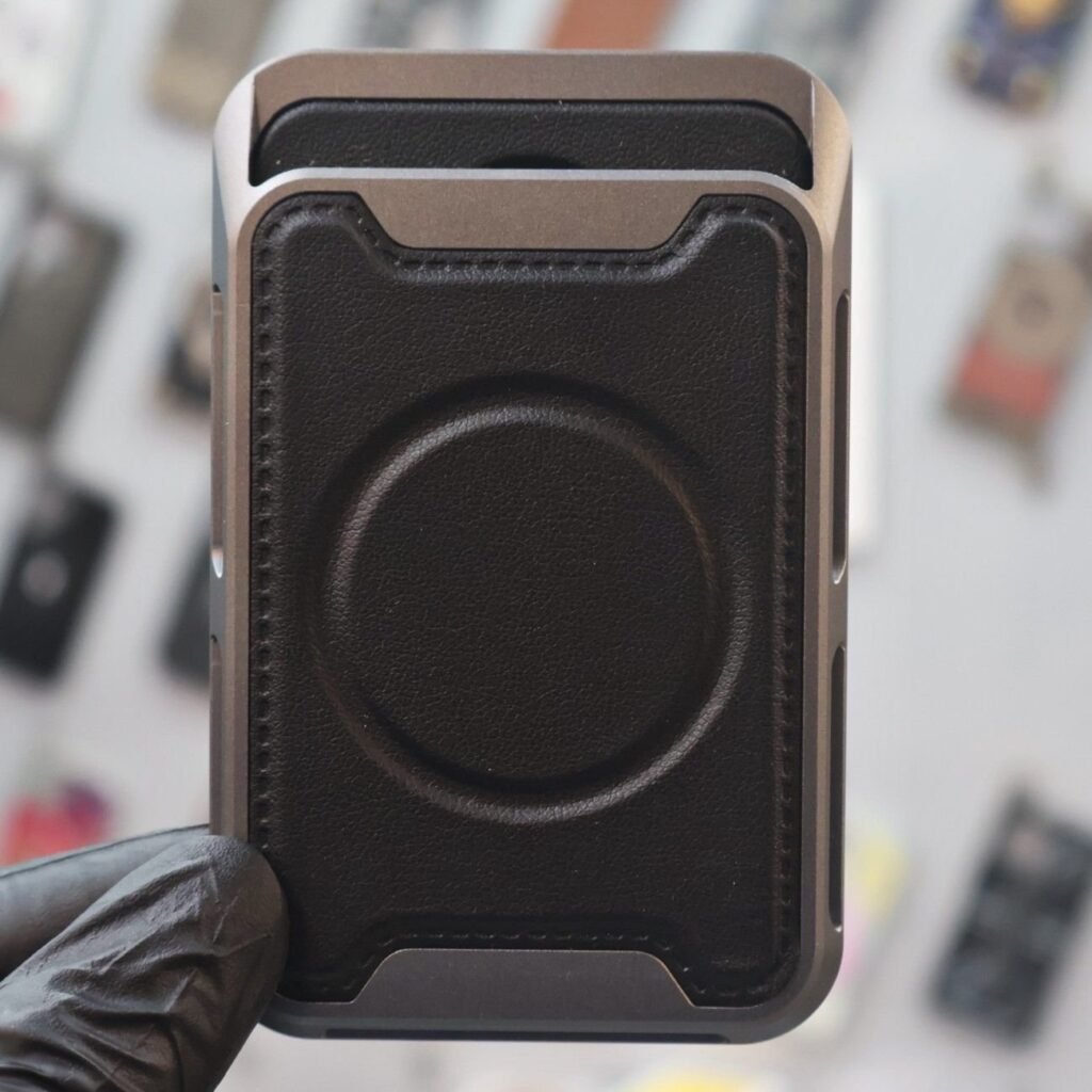 Metal+Leather Magsafe Card Holder-Black