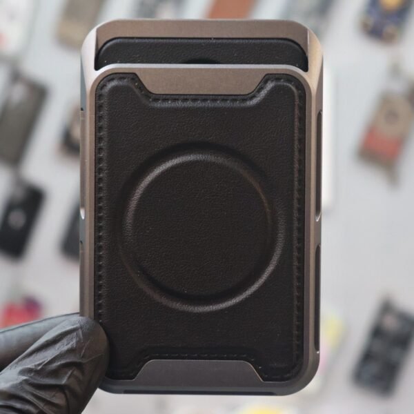 Metal+Leather Magsafe Card Holder-Black