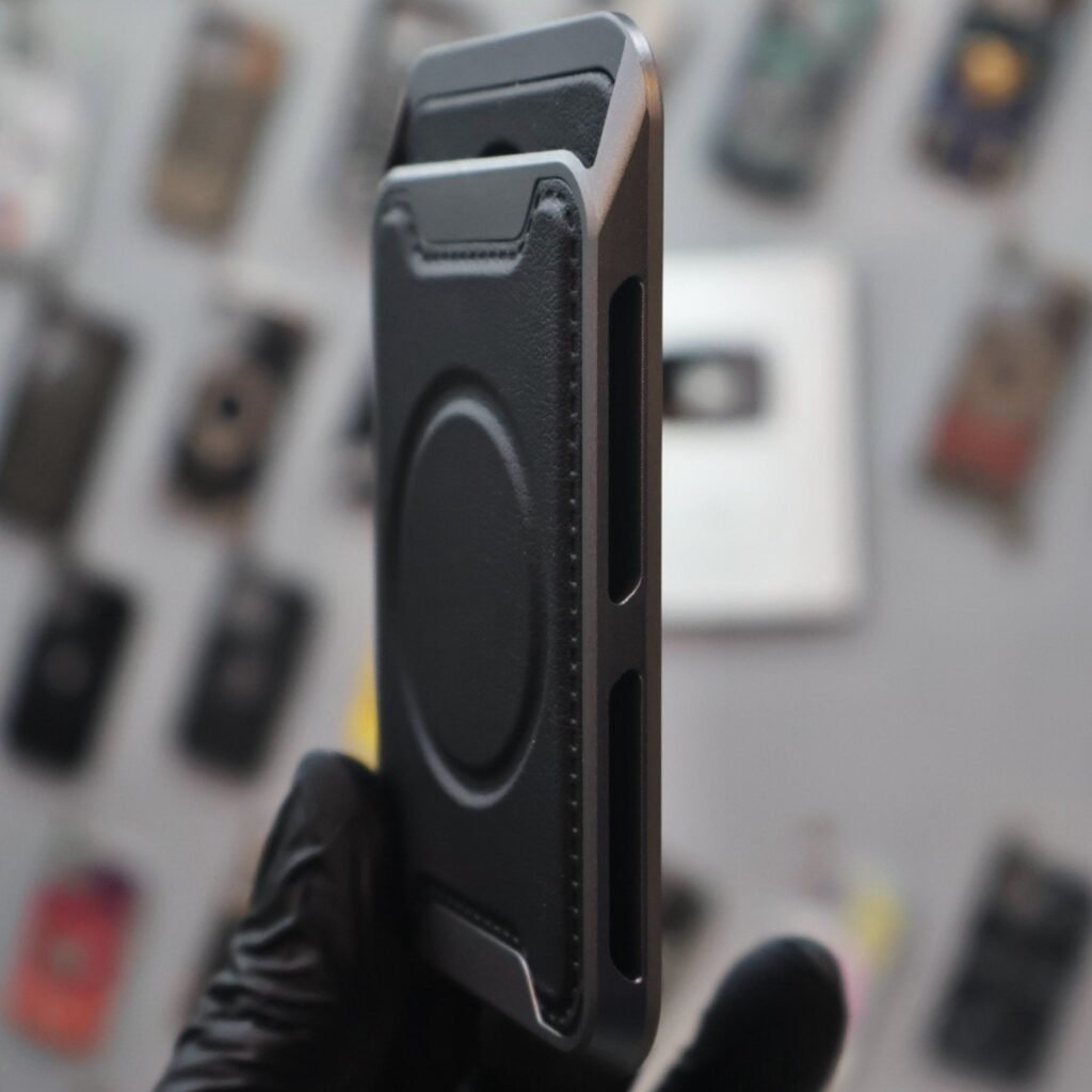 Metal+Leather Magsafe Card Holder-Black view 4