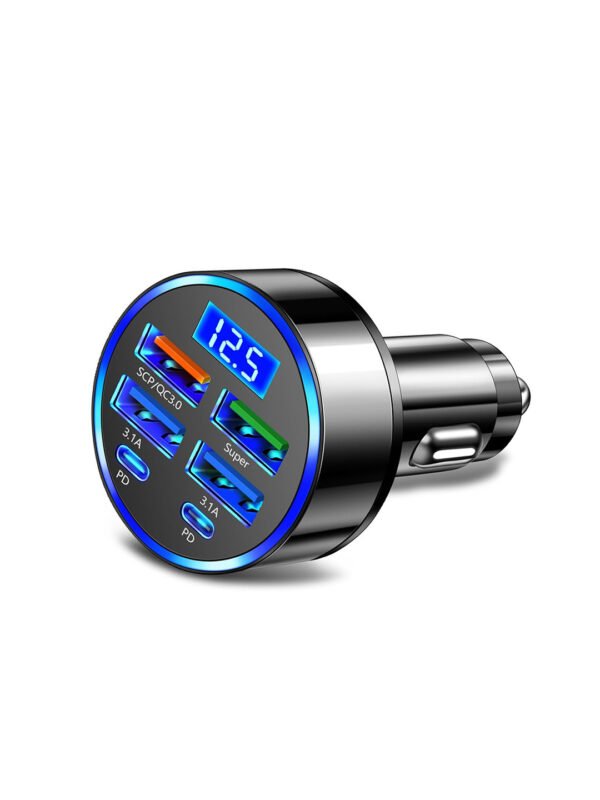 Sleek 6-Port USB Car Mobile Fast Charger Adaptor