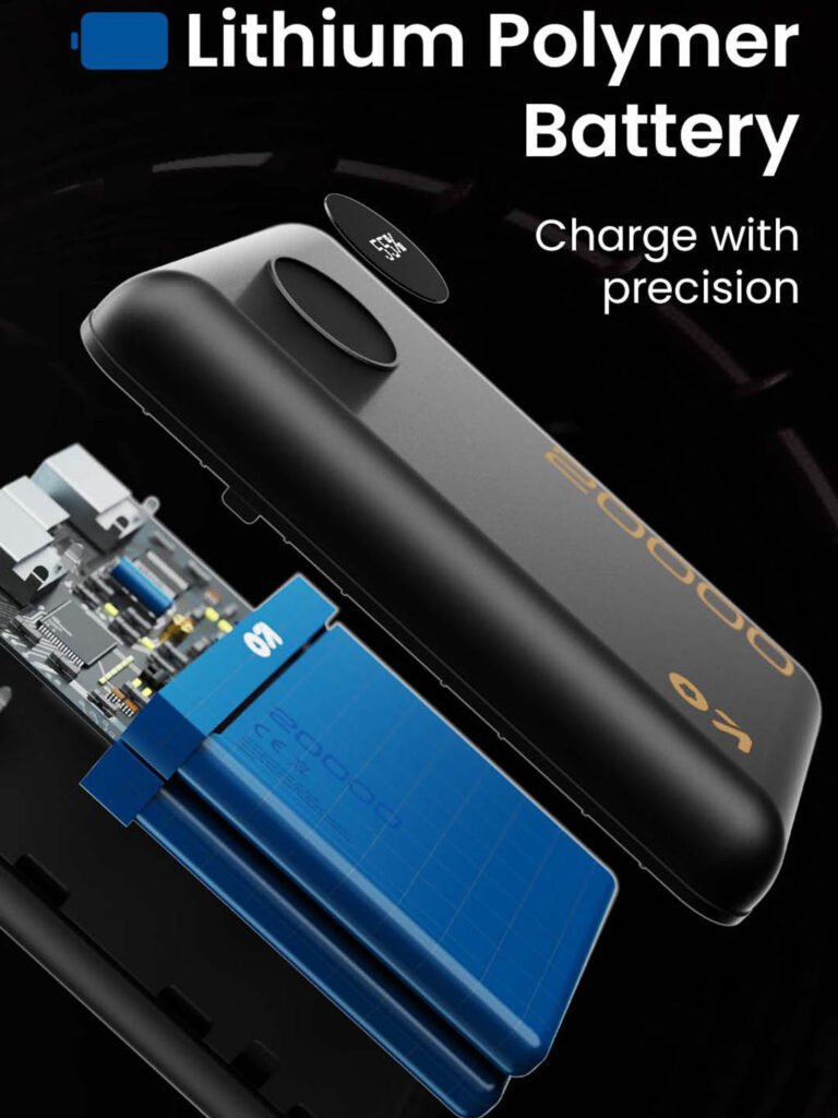 20000 mAh 22.5 W Power Bank (Pure Black, Lithium Polymer, Fast Charging for Earbuds, Mobile) view 3