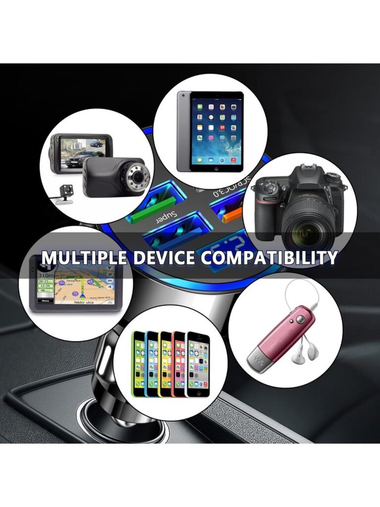 Sleek 6-Port USB Car Mobile Fast Charger Adaptor – Black view 5