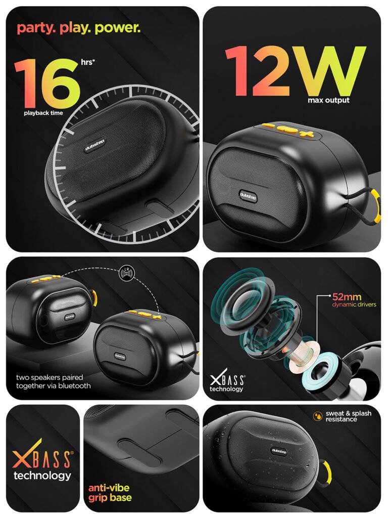POP 1210 Wireless Speaker with 16hr Playtime 52 Dynamic Driver Bluetooth Speaker view 3