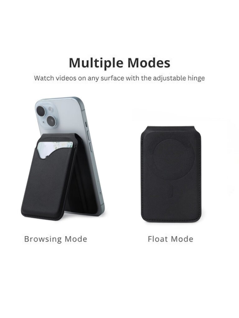 Magnetic Black Leather Card Holder With Stand For Iphone 17 view 2