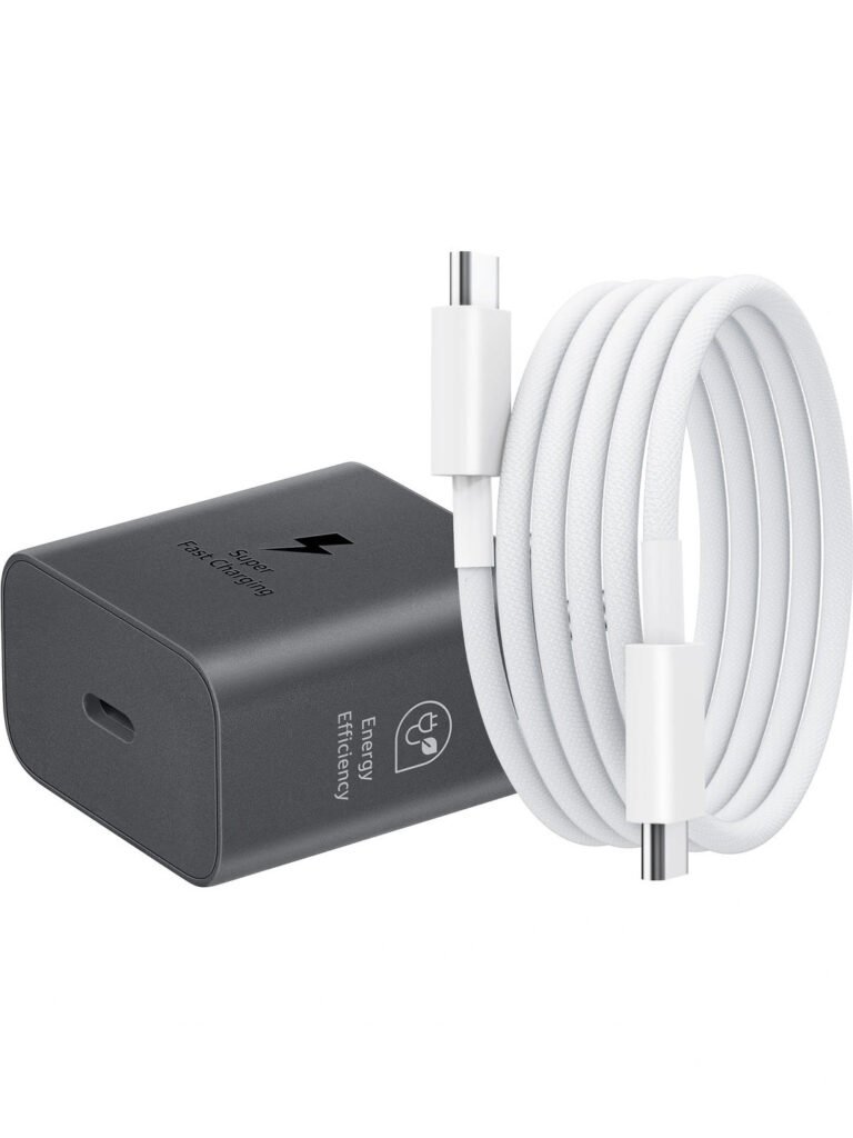 25W Supper Fast Charging Adapter with Type-C Cable for Samsung- Grey