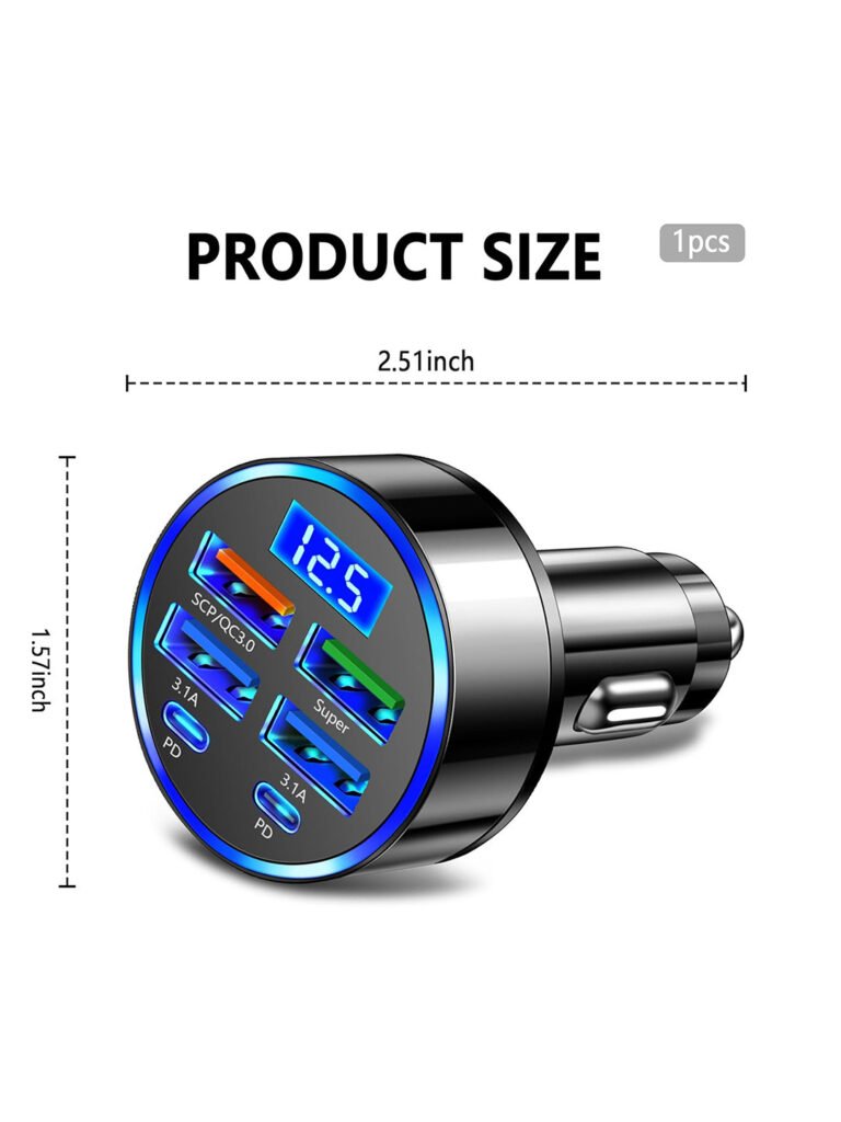 Sleek 6-Port USB Car Mobile Fast Charger Adaptor view 5
