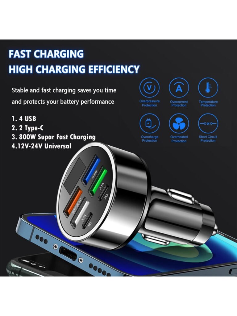 6-Port USB Car Mobile Fast Charger Adaptor