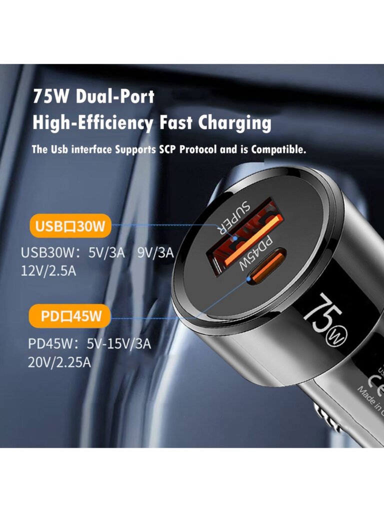 Dual Port Car Mobile Super Fast Charger Adaptor view 2