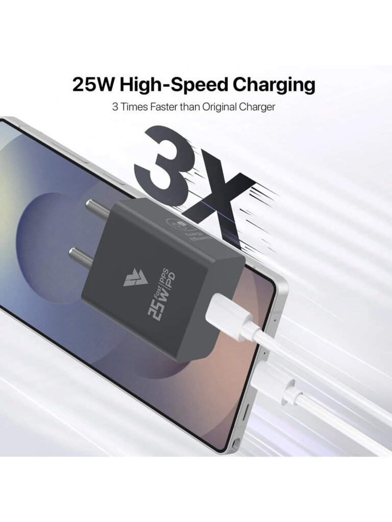 25W Supper Fast Charging Adapter with Type-C Cable for Samsung- Grey view 2