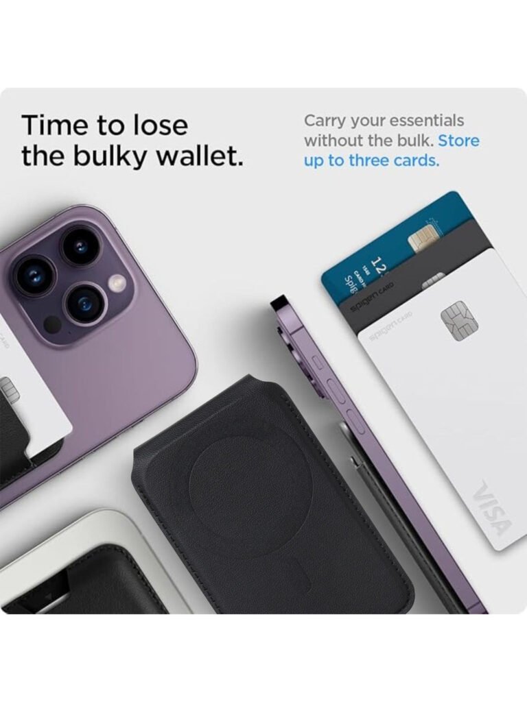 Magnetic Black Leather Card Holder With Stand For Iphone 17 view 4